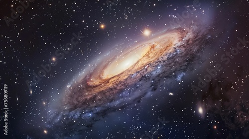 An artistic photo of the Andromeda Galaxy  our nearest galactic neighbor  