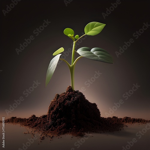 Green sprout in soil. Seedling conceptual illustration. Planting and agriculture illustration