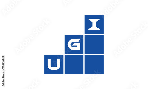 UGI initial letter financial logo design vector template. economics, growth, meter, range, profit, loan, graph, finance, benefits, economic, increase, arrow up, grade, grew up, topper, company, scale photo