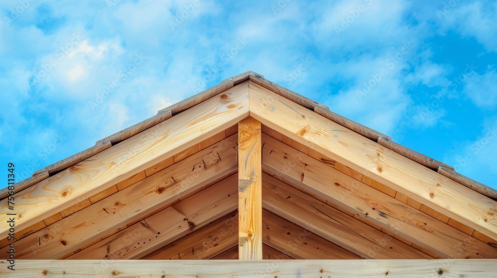 Residential wood frame house construction under clear blue sky for search relevance Residential wood frame house construction under clear blue sky for search relevance