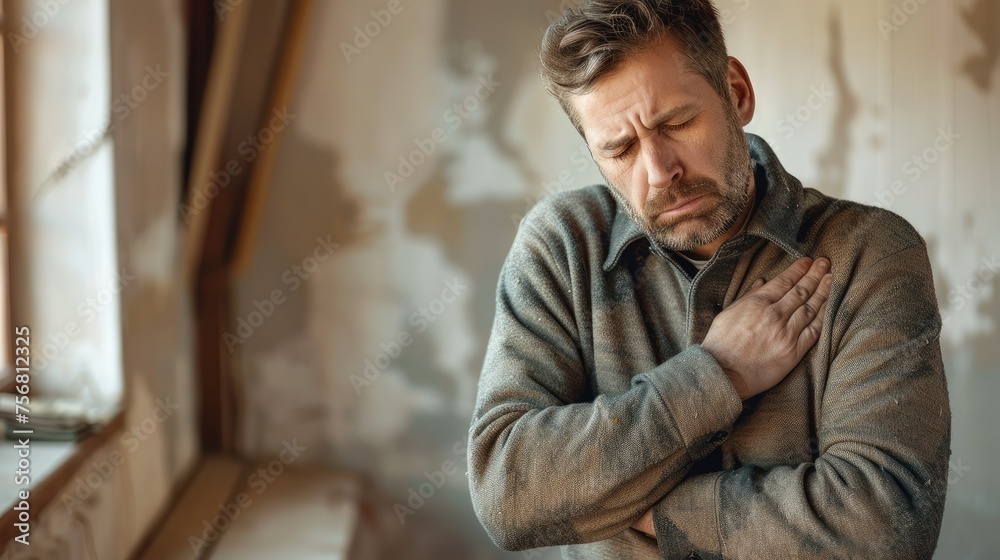 A grieving adult and a white man stand with their arms crossed over their chest. A grieving adult and a white man stand with their arms crossed over their chest.