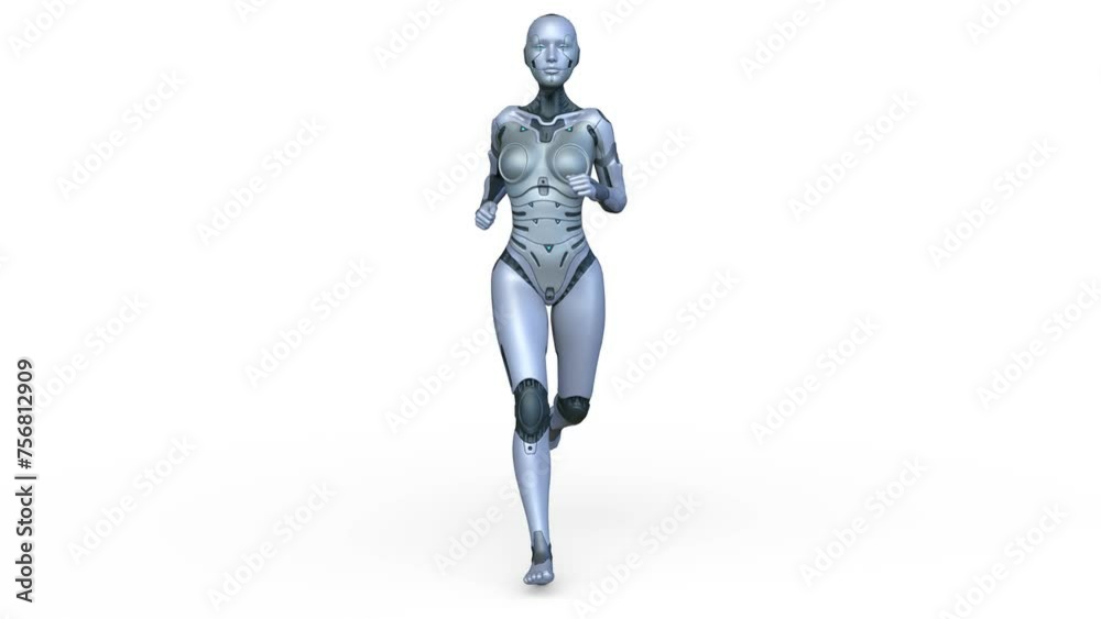走る女性サイボーグ 3DCGレンダリング 走る女性サイボーグ 3DCGレンダリング