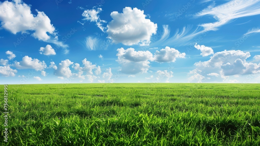 green field with blue sky. sunny day. beautiful sky, cloud, sun green field with blue sky. sunny day. beautiful sky, cloud, sun
