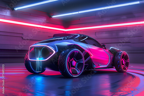 Zukunftsweisendes Fahrzeug: Produktfoto eines futuristischen Autos