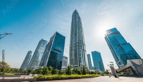 Dynamic Cityscape with Diverse Skyscrapers and Urban Buildings Background