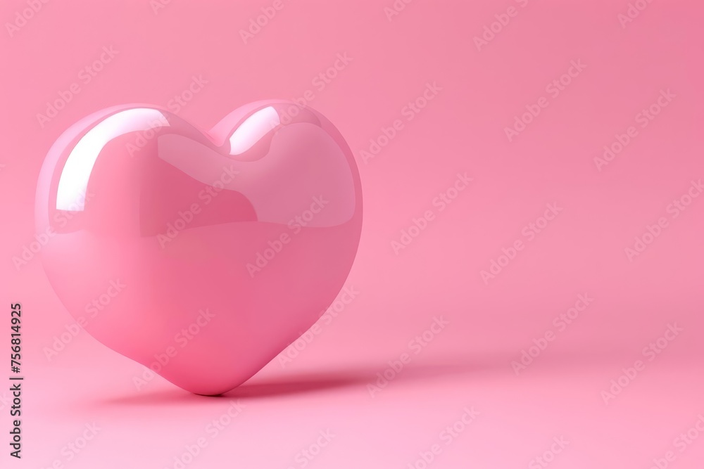 3d heart-shaped speech bubble Valentine's concept Isolated on pink