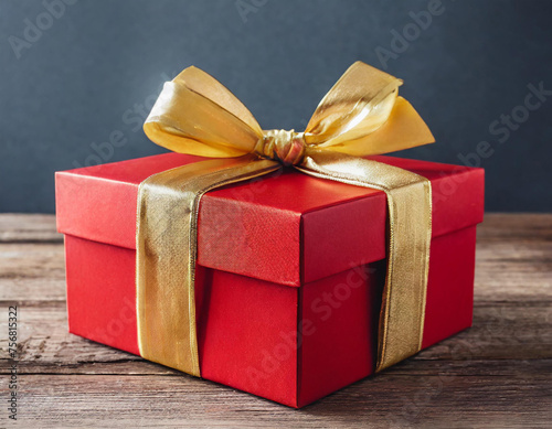 Vibrant Red Gift Box with Luxurious Gold Ribbon and Bow for Special Occasions