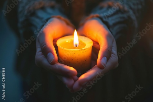 Candle held gently in hands Casting a soft glow Symbolizing hope Warmth And spirituality