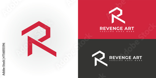 Abstract initial letter RA or AR in red color isolated on multiple background colors. Letter RA AR icon design with red color white background vector element applied for business and consulting logo photo