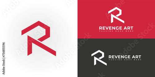 Abstract initial letter RA or AR in red color isolated on multiple background colors. Letter RA AR icon design with red color white background vector element applied for business and consulting logo