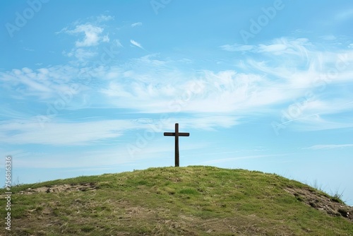 Symbolic cross on a hill during holy week Reflecting faith and spiritual reflection