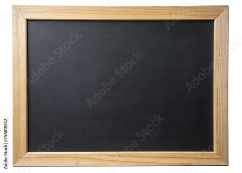 Blank blackboard in wooden frame, cut out on transparent background