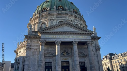 Frederik's Church, also known as Marble Church, in Copenhagen, Denmark. The majestic Frederik's Church with it's impressive dome, forms with its rococo architecture of the Frederiksstaden district. photo