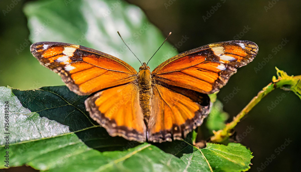 A stunning orange butterfly with intricate wing patterns on a dark backdrop A stunning orange butterfly with intricate wing patterns on a dark backdrop