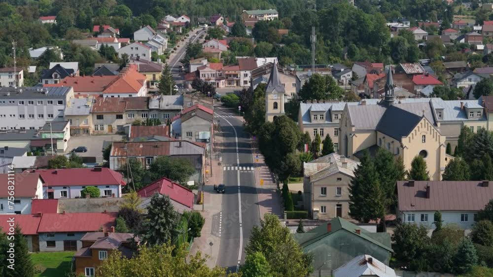 Beautiful Landscape Church Downtown Oleszyce Aerial View Poland Beautiful Landscape Church Downtown Oleszyce Aerial View Poland