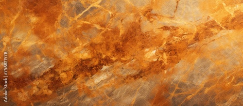 A close up of a painting with a marble texture, showcasing intricate patterns in brown, amber, and peach hues. Macro photography highlights the woodlike ingredient, reminiscent of a dish recipe