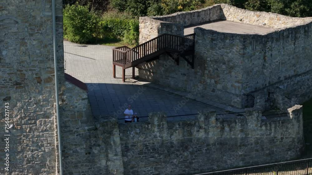 Beautiful Tower Royal Castle Old Town Sanok Aerial View Poland Beautiful Tower Royal Castle Old Town Sanok Aerial View Poland