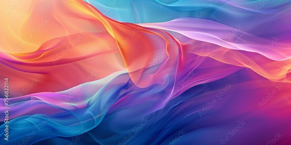 A colorful, flowing piece of fabric with a rainbow of colors - stock background.