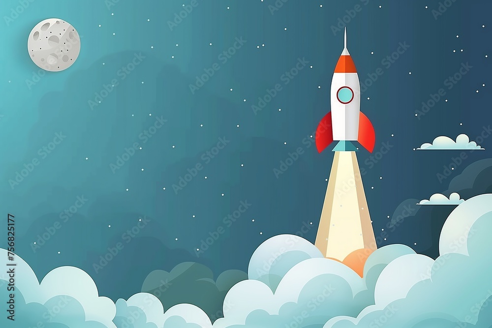 Rocket Soaring Into the Sky - Metaphor for Success, Progress, and Dream Chasing Rocket Soaring Into the Sky - Metaphor for Success, Progress, and Dream Chasing