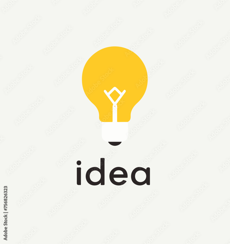 Minimalist Light Bulb Icon with 'idea' Text for Inspirational Concepts and Innovations