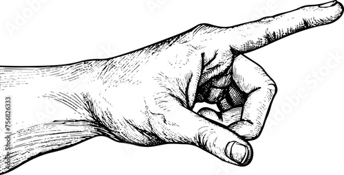 Hand Pointing Direction Vintage Style Illustration Perfect for Signs and Directional Guides