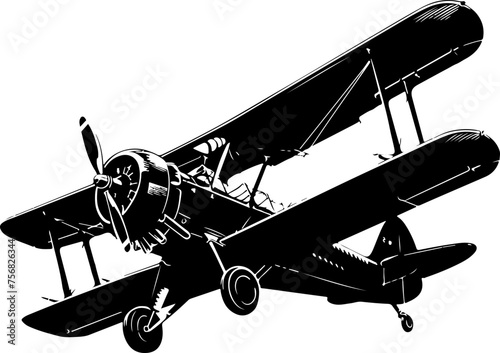 Vintage Fighter Aircraft Silhouette for Military History and Aviation-Themed Projects