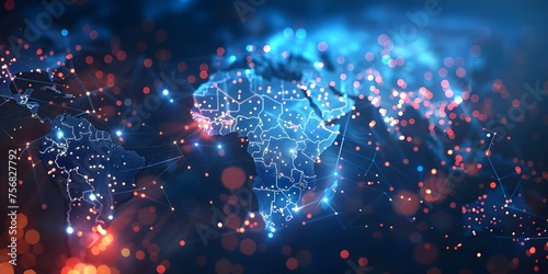 Mapping Technology Connectivity, Data Transfer, and Business in Africa. Concept Technology Connectivity, Data Transfer, Business, Africa, Mapping