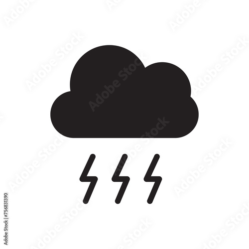 cloud flash glyph icon flat simple illustration on white background..eps