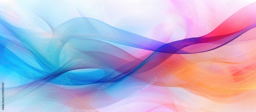 A computer-generated abstract painting featuring a blend of blue, orange, and pink colors. The colors are delicately intertwined in a horizontal blur, creating a unique texture and visual appeal. A computer-generated abstract painting featuring a blend of blue, orange, and pink colors. The colors are delicately intertwined in a horizontal blur, creating a unique texture and visual appeal.