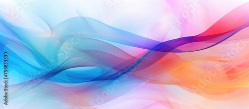 A computer-generated abstract painting featuring a blend of blue, orange, and pink colors. The colors are delicately intertwined in a horizontal blur, creating a unique texture and visual appeal.