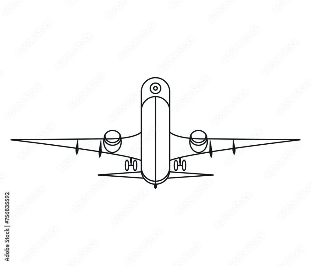 Hand drawn airplane outline illustration