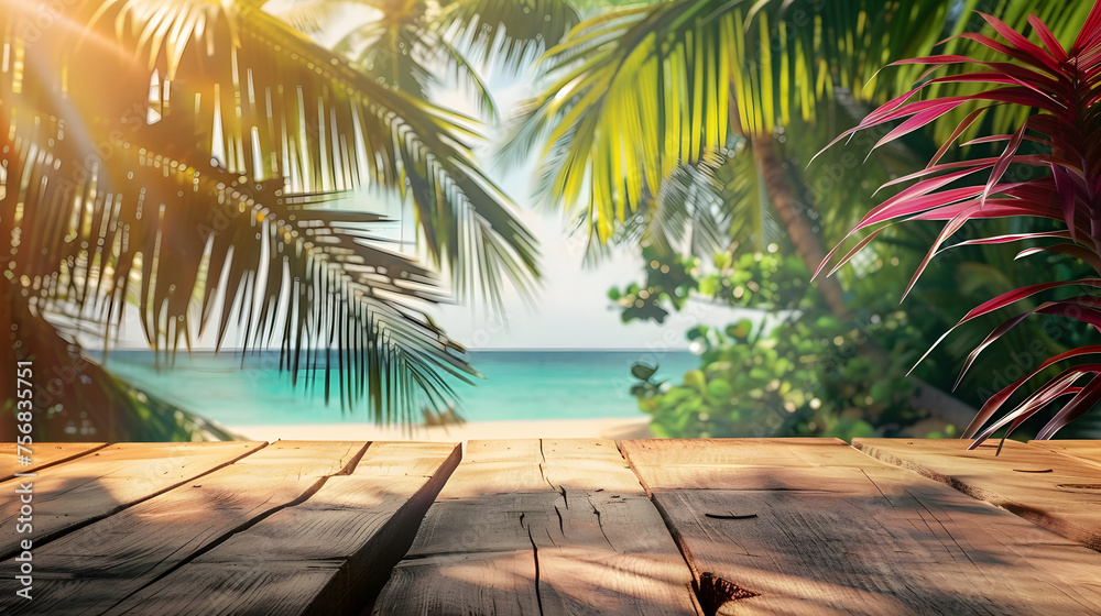 tropical background wooden table top frame tropical background wooden table top frame