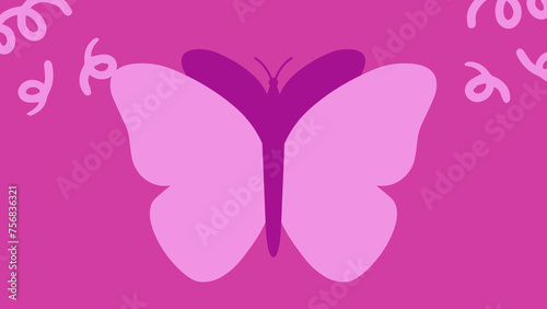 Purple color butterfly on purple simple background