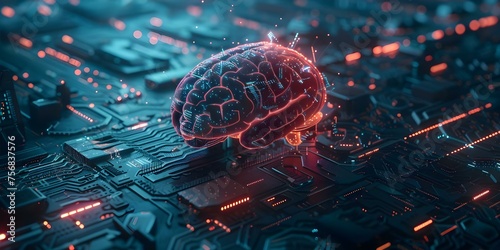Fusing Neuroscience and Cybernetics with Advanced Technology for AI: A Visual Representation. Concept Neuroscience, Cybernetics, Advanced Technology, Artificial Intelligence, Visual Representation photo