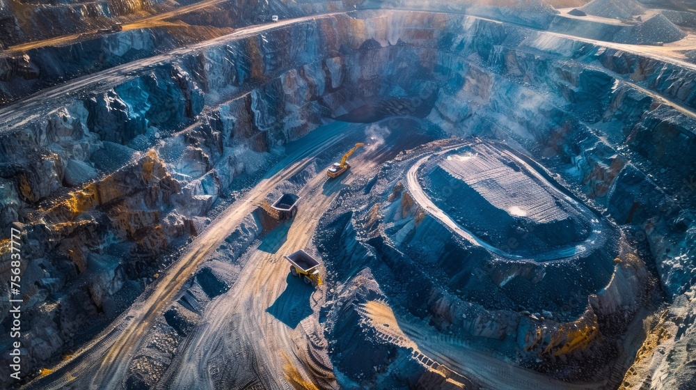 Open pit mine, Extractive industry for coal, Coal mining an open pit ...