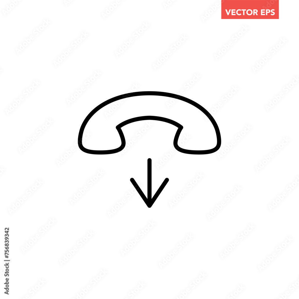 Single black end call line icon, simple flat design illustration pictogram, infographic vector for app ads web banner button ui interface elements isolated on white background Single black end call line icon, simple flat design illustration pictogram, infographic vector for app ads web banner button ui interface elements isolated on white background