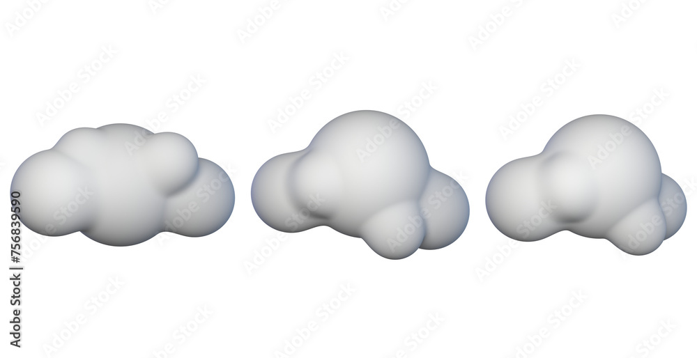 PSD 3d doft white clouds with different shapes arranged isolated on blue background PSD 3d doft white clouds with different shapes arranged isolated on blue background
