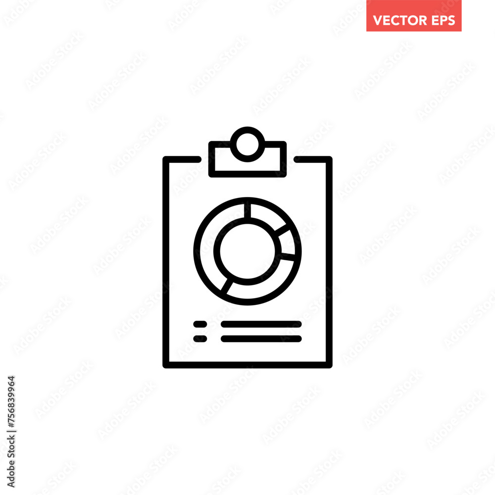 Black single financial report line icon, simple business pie chart analysis flat design vector pictogram, infographic interface elements for app logo web button ui ux isolated on white background Black single financial report line icon, simple business pie chart analysis flat design vector pictogram, infographic interface elements for app logo web button ui ux isolated on white background
