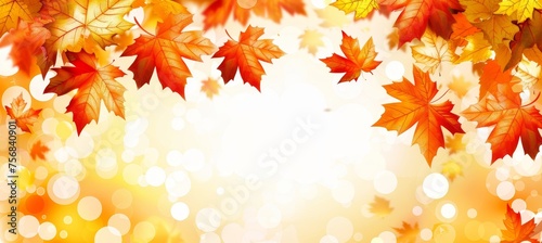Autumn orange banner with blurred maple leaves background for seasonal marketing materials