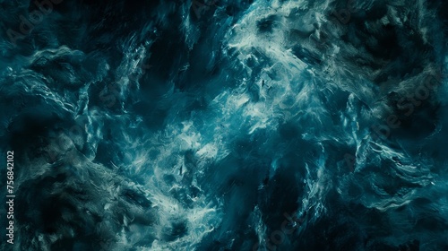 Fototapeta Naklejka Na Ścianę i Meble -  Aerial view of enormous ocean wave crashing   dynamic sea texture seen from above