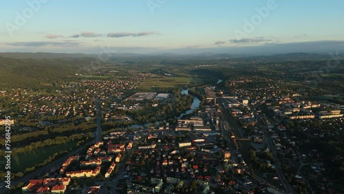 Wallpaper Mural Beautiful Landscape River San Sanok Mountains Bieszczady Aerial View Poland Torontodigital.ca