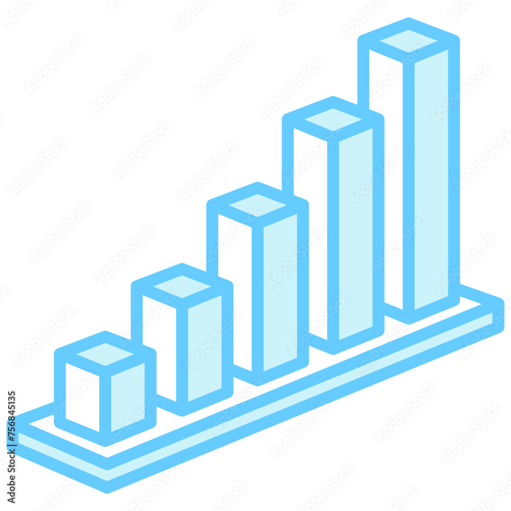 Fototapeta premium Bar Chart blue color icon, related to market and economy theme. use for modern concept, UI or UX kit, app, and web development,