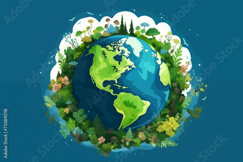 Earth Day poster  risks of climate change and global warming. Illustration for environmental awareness