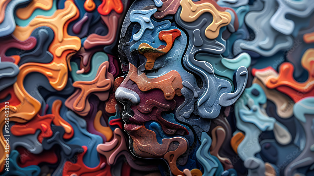 Obraz premium Disassociative identity disorder, mental health awareness and seeking psychological support