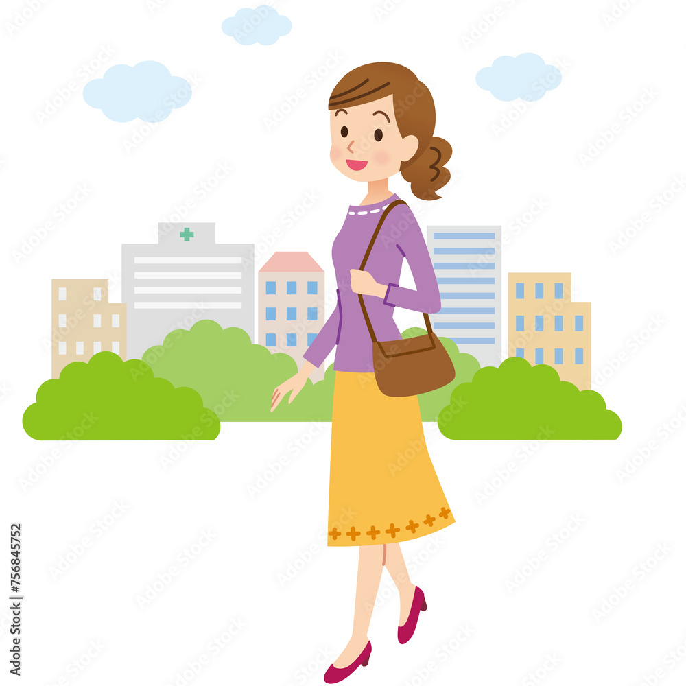 街を歩く女性　休日　通勤