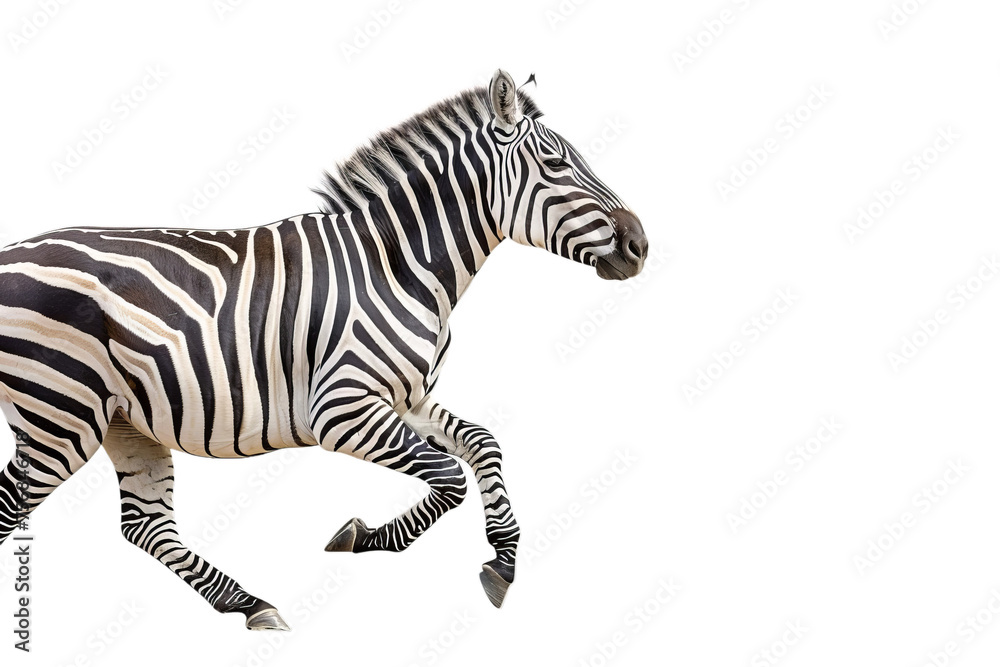 Zebra Running Isolated on White Zebra Running Isolated on White