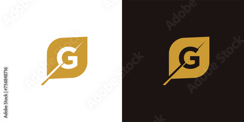 letter G leaf logo, leaf logo, simple leaf logo, letter G logo