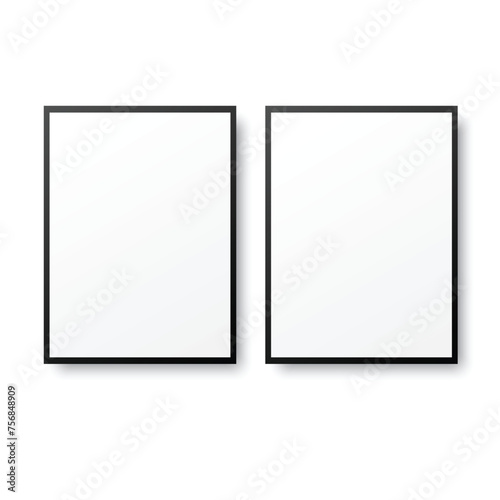 Two realistic picture frames with soft frame. Vector