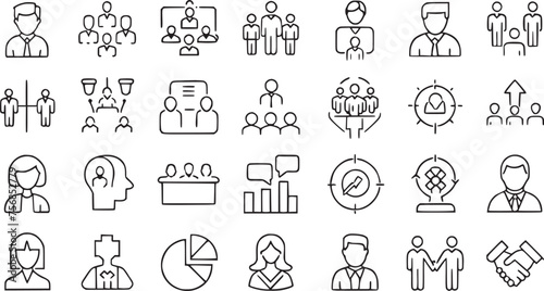 Wallpaper Mural Human line icons set with editable stock. Team, man, group, vector collections. Torontodigital.ca