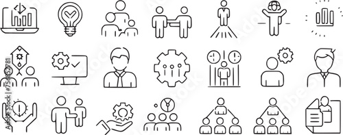 Wallpaper Mural Human line icons set with editable stock. Team, man, group, vector collections. Torontodigital.ca